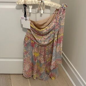 Valentino Floral Pleated One-Shoulder Dress size small brand new with tags